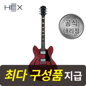 [최다구성품지급] 헥스 Q300 TR 트랜스 레드 / 세미할로우 바디 / 입문용 일렉 기타